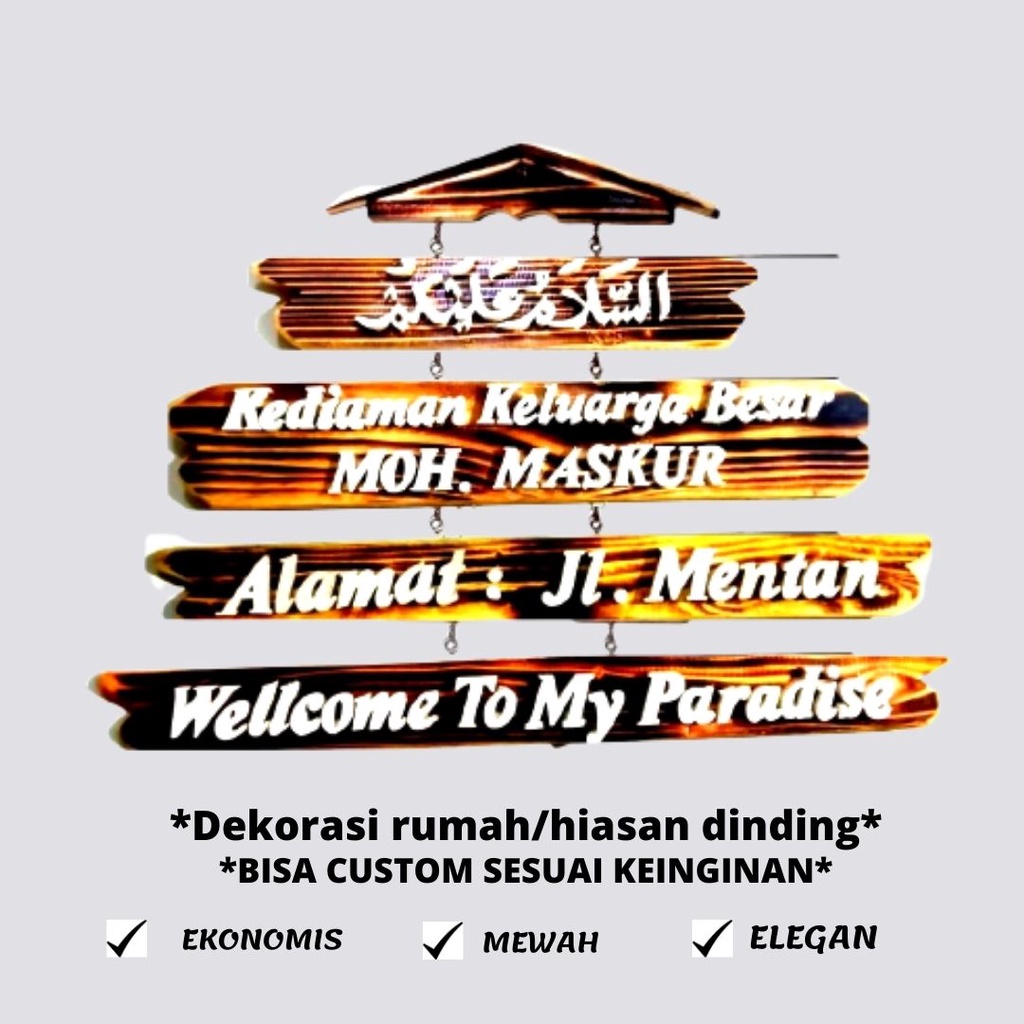 PAPAN NAMA RUMAH,HIASAN DINDING,PAPAN NAMA ALAMAT RUMAH,DEKORASI INTERIOR RUMAH