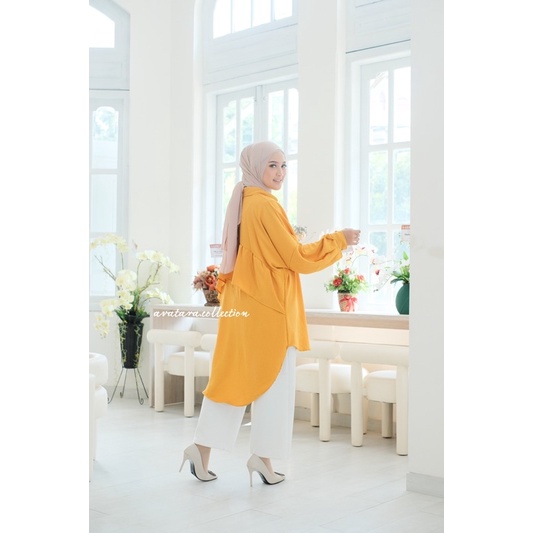 Ratu Tunik Crincle Oversize Ld 130cm Muat Bb 75kg/ Tunik polos jumbo crincle/ long tunik oversize wanita