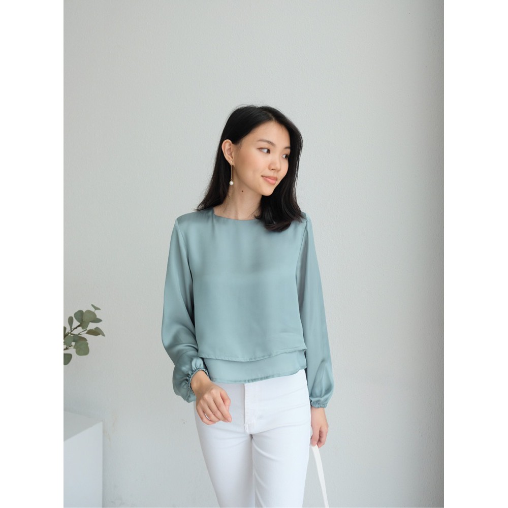 Kadaka T-0369 Top Satin Lengan Panjang