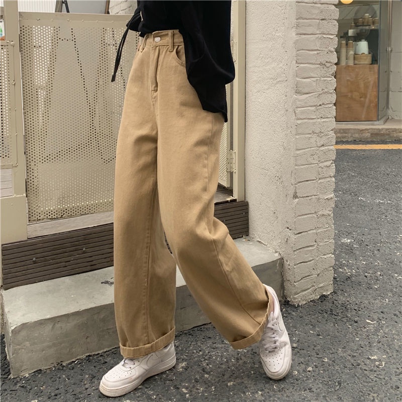 Korean style straight leg  loose khaki jeans