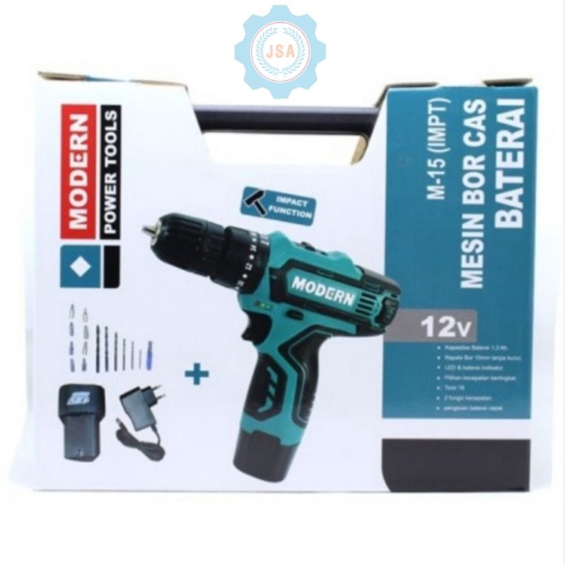 Mesin Bor Cordless Charge Modern 12V M15