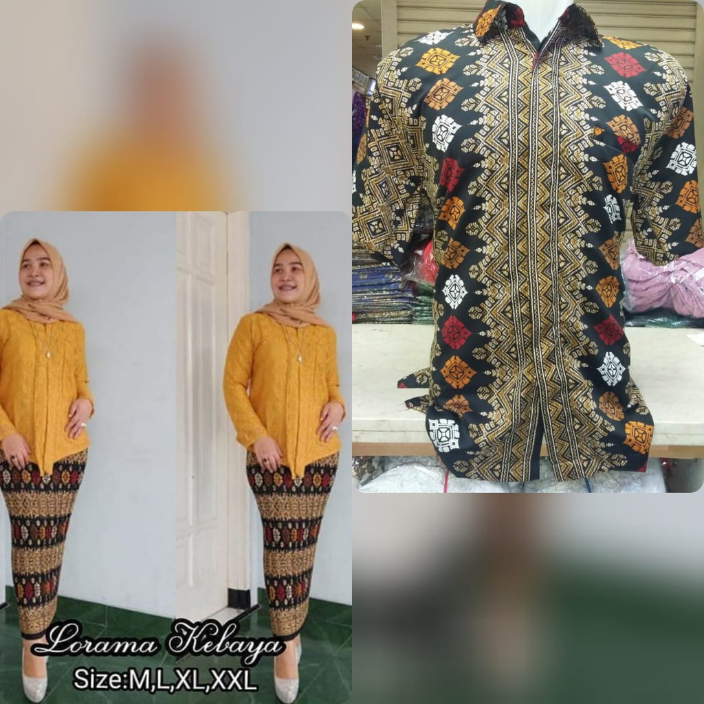 couple set kebaya brukat floy dan kemeja hem pendek terlarisss