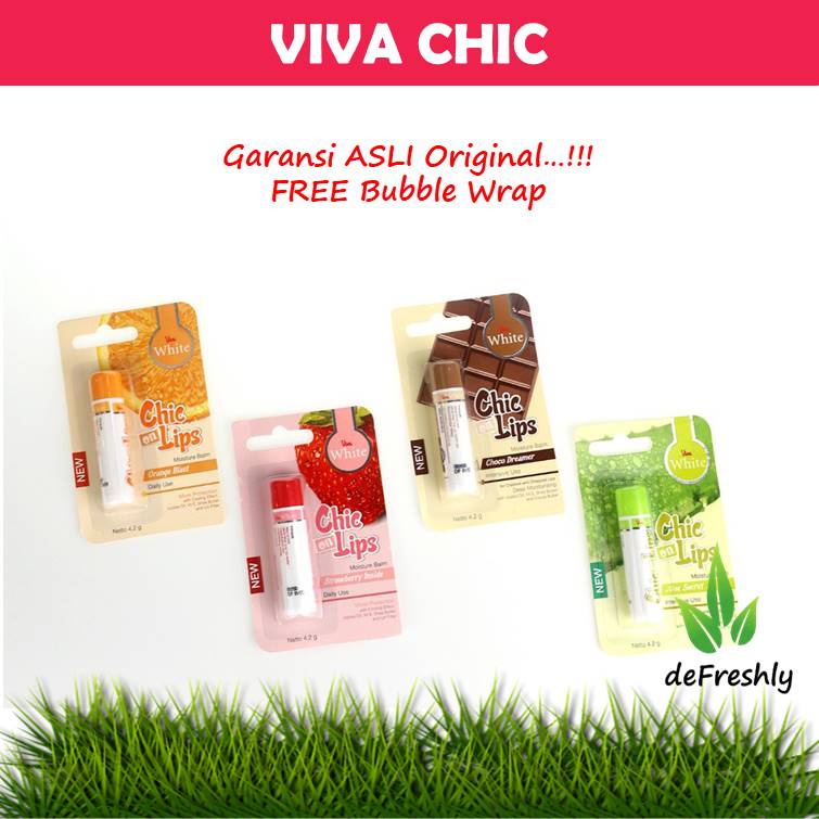 VIVA Lip Balm Chic on Lips - Pelembab Bibir Moisture Jojoba Oil, Aloe UV Filter Vit E 4.2g