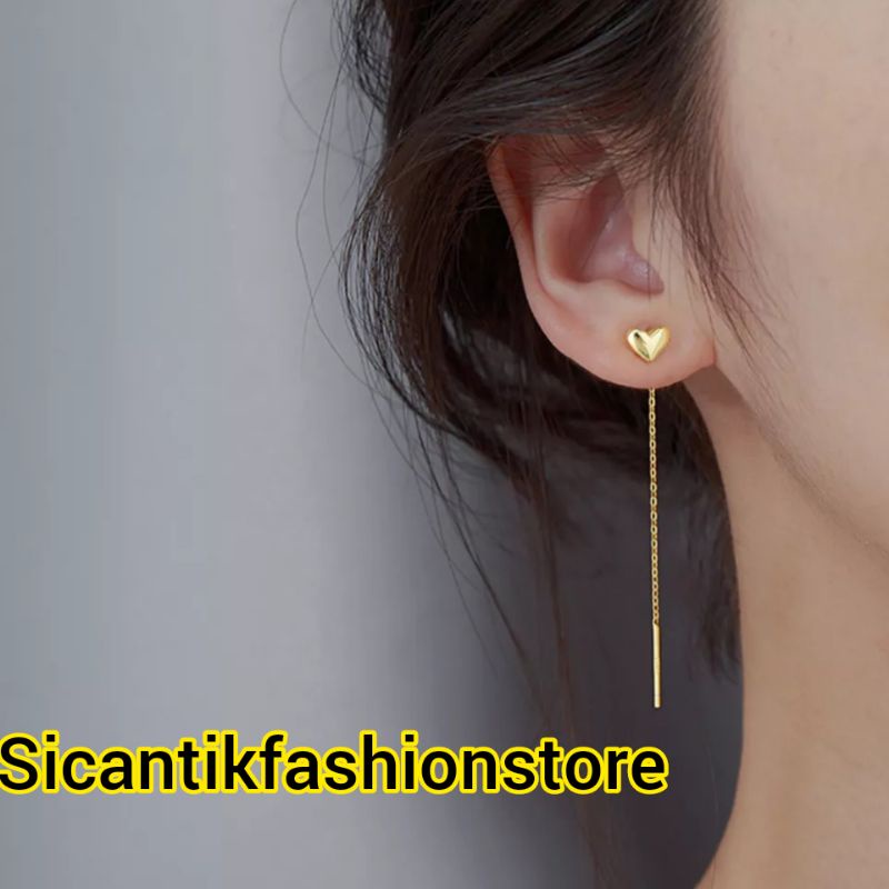 Anting Titanium Wanita Love Gerai Gold Terlaris Terbaru Anti Karat Selamanya Anting Wanita Korea Kekinian Mewah Anting Tusuk Wanita Motif Love Fashion Wanita Anting Wanita K5 Gold