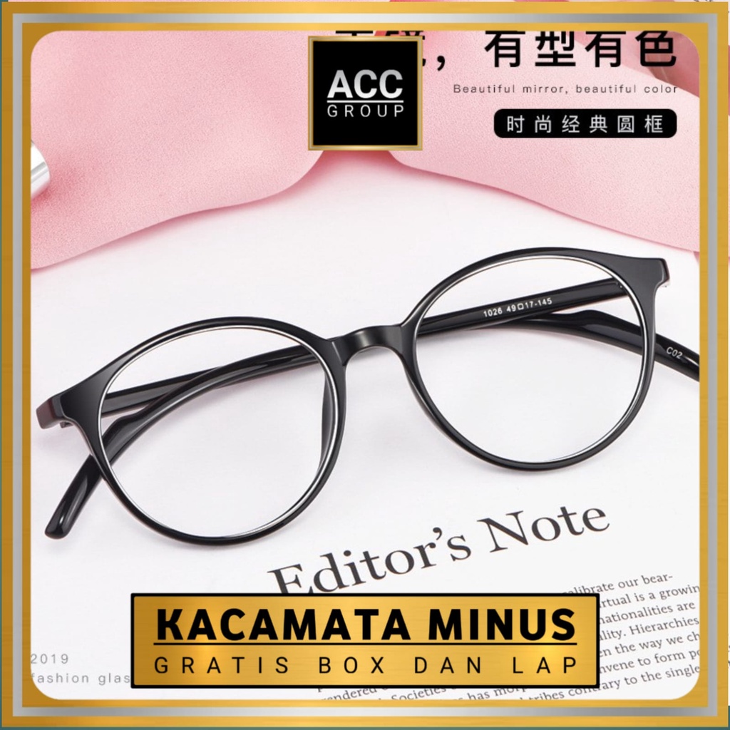 KACAMATA FASHION WANITA PRIA TERKINI KOREAN VINTAGE MINUS UNISEX FRE BOX DAN LAP