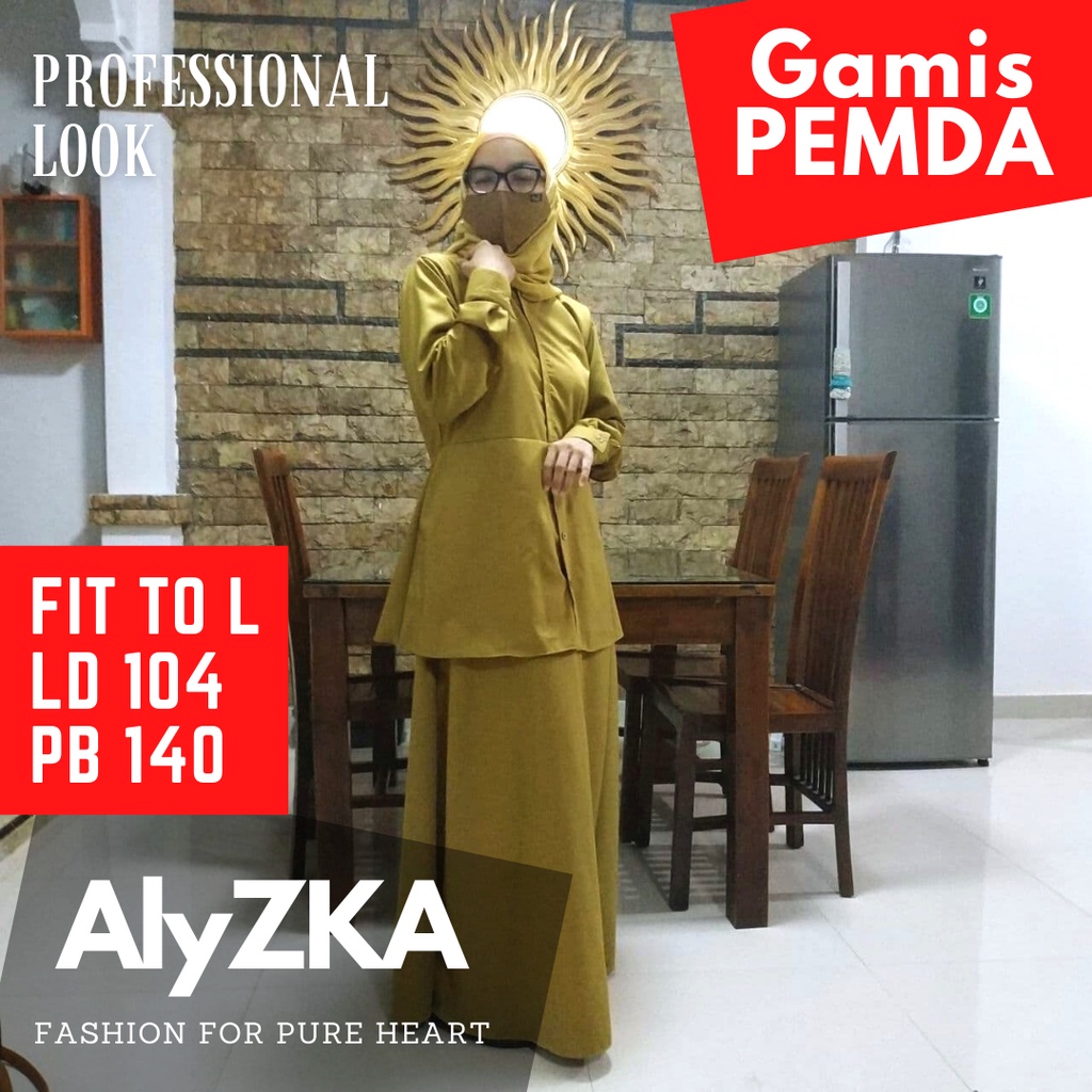 Baju Gamis Seragam Pemda PNS PDH Wanita Kerja Syari Busui Khaki Keki Seragam Pns Wanita Seragam Baju