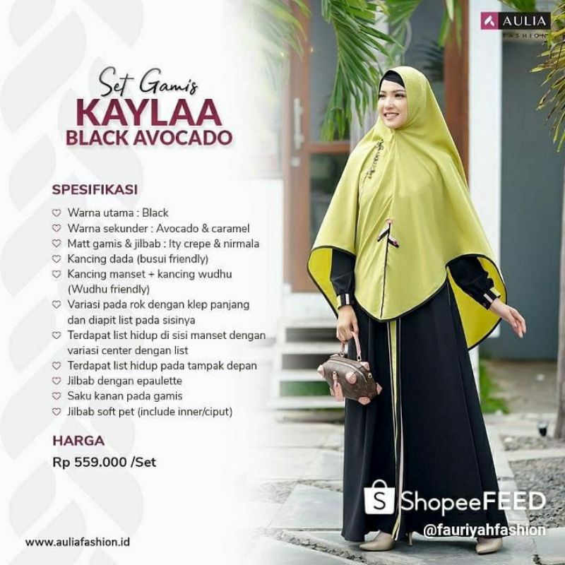 set gamis kaylaa green avocado aulia fashion
