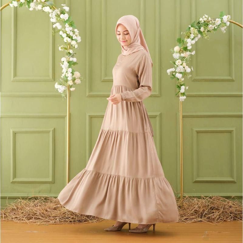 Hanum dress premium / dress polos / dress busui / gamis busui/ dress rayon/COD