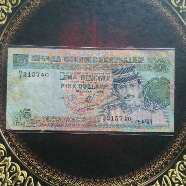 Uang 5 ringgit brunei darussalam 1995 vf