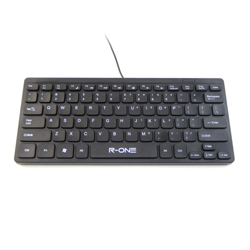 Keyboard USB Mini R-ONE MURAH With FN Full Hitam Slim Design - Hitam