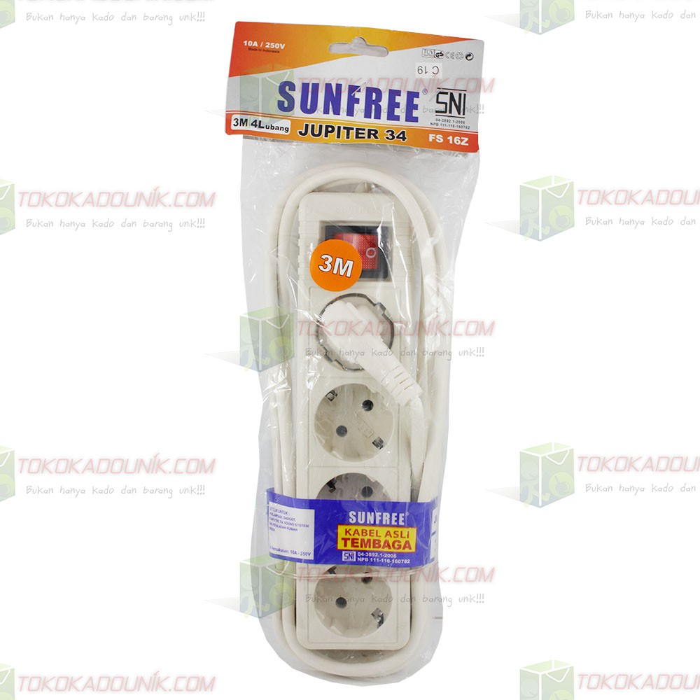 Kabel Jupiter 34 SNI / OMI  - Stop Kontak Kabel 3 Meter SNI 4 Lubang