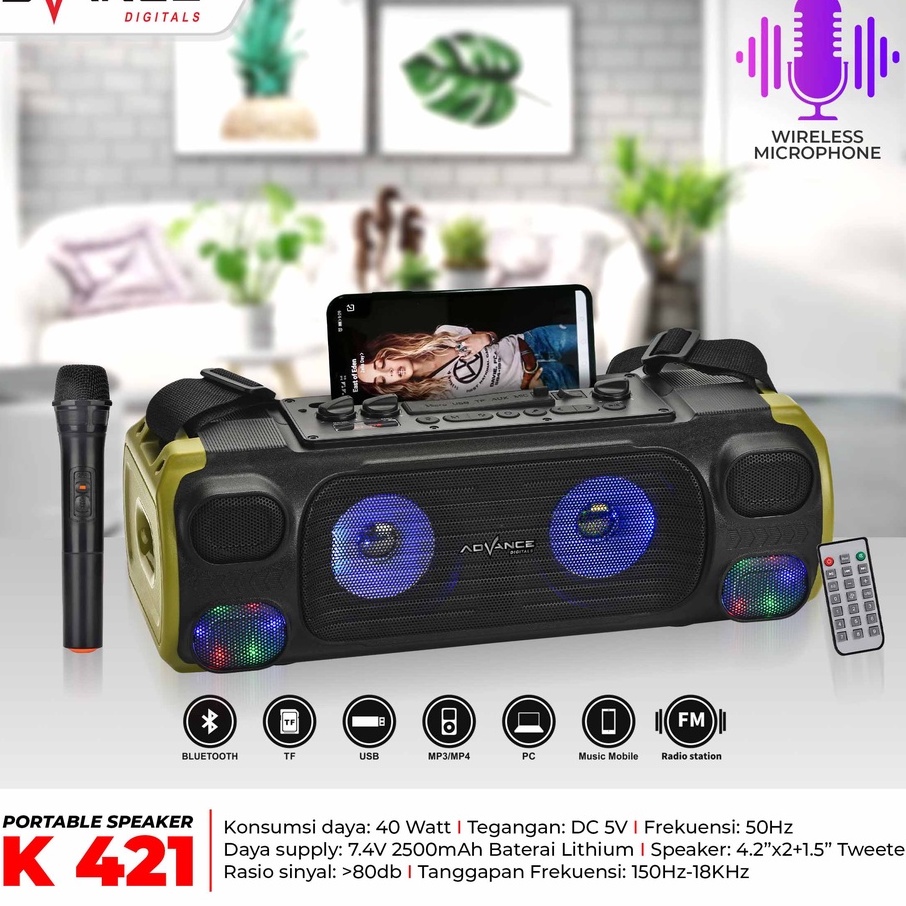 SPEAKER ADVANCE BLUETOOTH K421 + FREE MIC (ADVANCE)