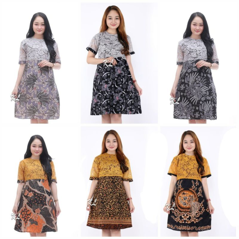 dress batik modern wanita flare murah grosir lace brukat jumbo YUMNA COUPLE