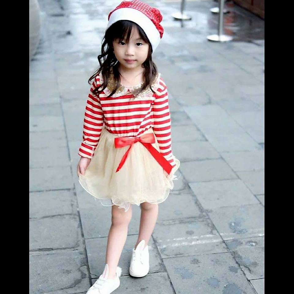 Dress Anak Cewek Sparkling Sequin Gold Red