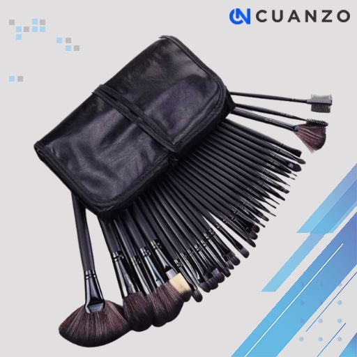 Brush Make Up 32 Set dengan Pouch / Kuas Make Up Wajah 1 Set Lengkap / Brush Powder Fondation Blush On Bedak Tabung Lembut  Make Up Set Premium  / Make Up Brush Profesional Set Kuas Make Up / Kuas Kosmetik Alis Blas On Eyeshadow highliter Countur Murah