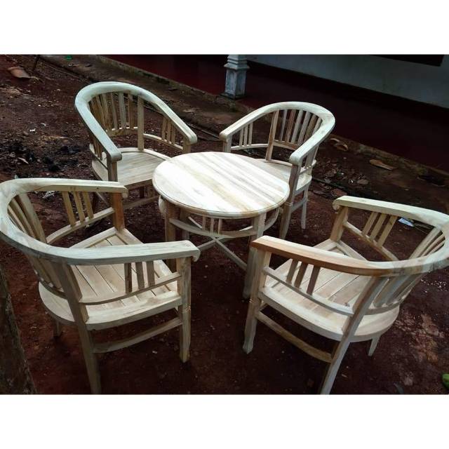 Kursi Betawi Mentah K4 dan meja Kayu Jati Furniture Jepara