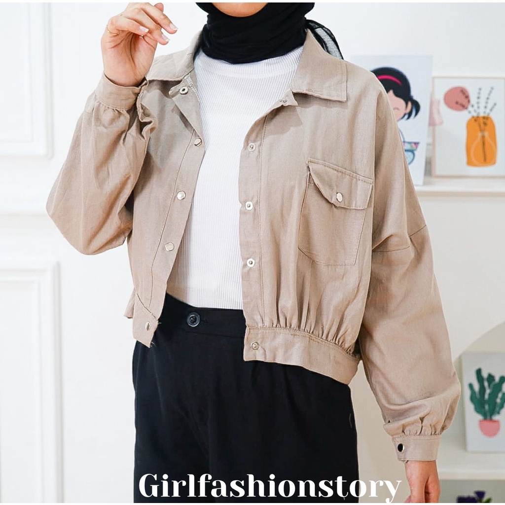 BEFAST - ZFS OOTD Wanita Jaket NITHA / JIESCO LINEN JACKET / Jaket Wanita / Outer Ala Style Korean / Jaket Polos Kekinian 2021 / Jaket Casual / Jaket Banyak Warna