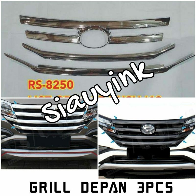 list grill depan all new rush terios 2018 2020 2022 GR Sport hitam & chrome
