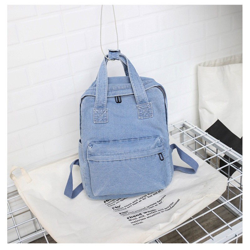 Denim Korean backpack Import-Jeans polos tas ransel sekolah kuliah remaja perempuan japan ulzzang