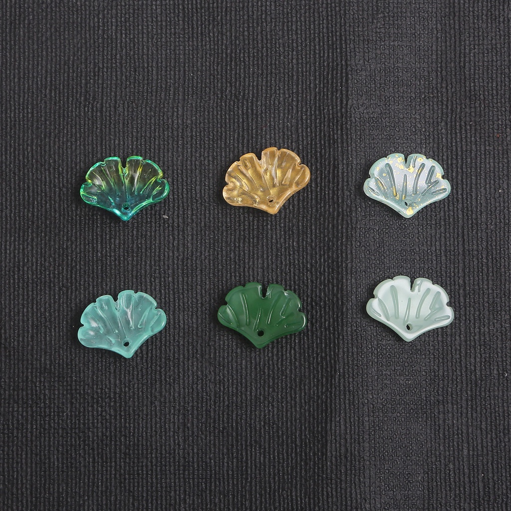 10 Pcs 15*20 Mm Gradien Warna Kaca Daun Ginkgo Membuat Perhiasan Aksesoris Liontin DIY Kalung Gelang Anting-Anting