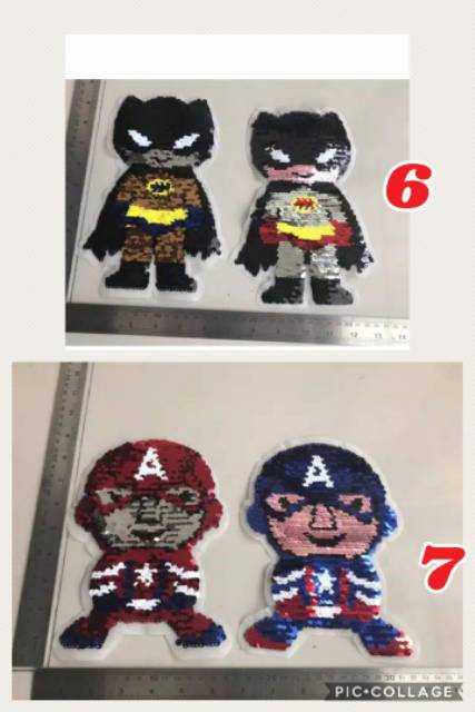 Aplikasi bordir Patch superhero usap led musik 22 cm