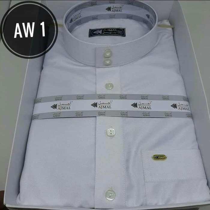 Gamis pria ajmal putİh bahan woll - jubah pria ajmal bahan woll