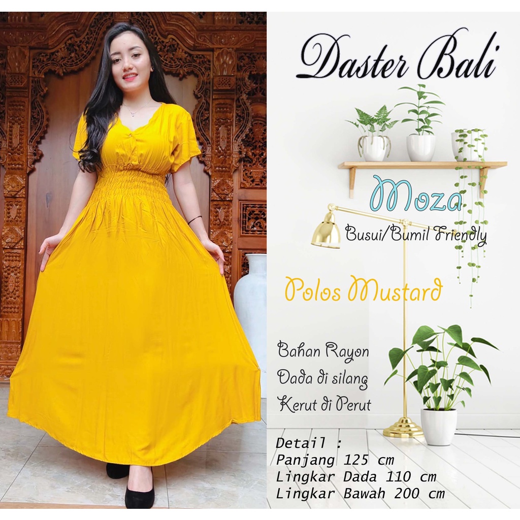 DASTER MOZA PRINT | BALI LONGDRESS-MOZA POLOS MUSTARD