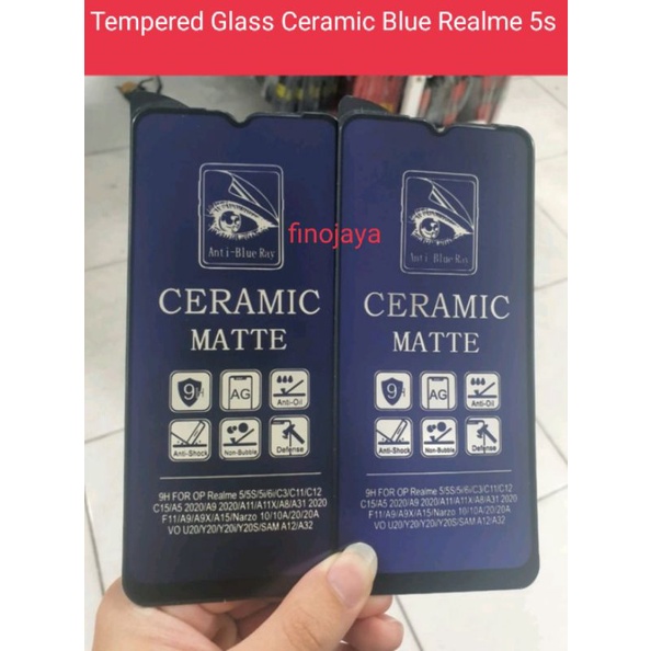 Tempered Glass Realme 5s Anti Gores Ceramic Matte Blue Ray Full Layar