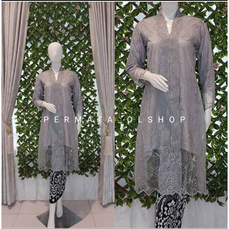 Kebaya Moderen Tulle - Kebaya Tunik Tulle Busui - Kebaya Terbaru - Kebaya Tunik Floy Kutu Baru - Kebaya Seragam - Kebaya Busui