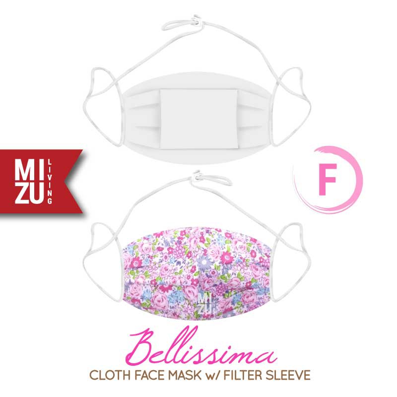 [SALE] MIZU BELLISSIMA Cloth Face Mask Masker Kain Corak Bunga 3Ply Sarung Filter NON-MEDIS REUSABLE-F