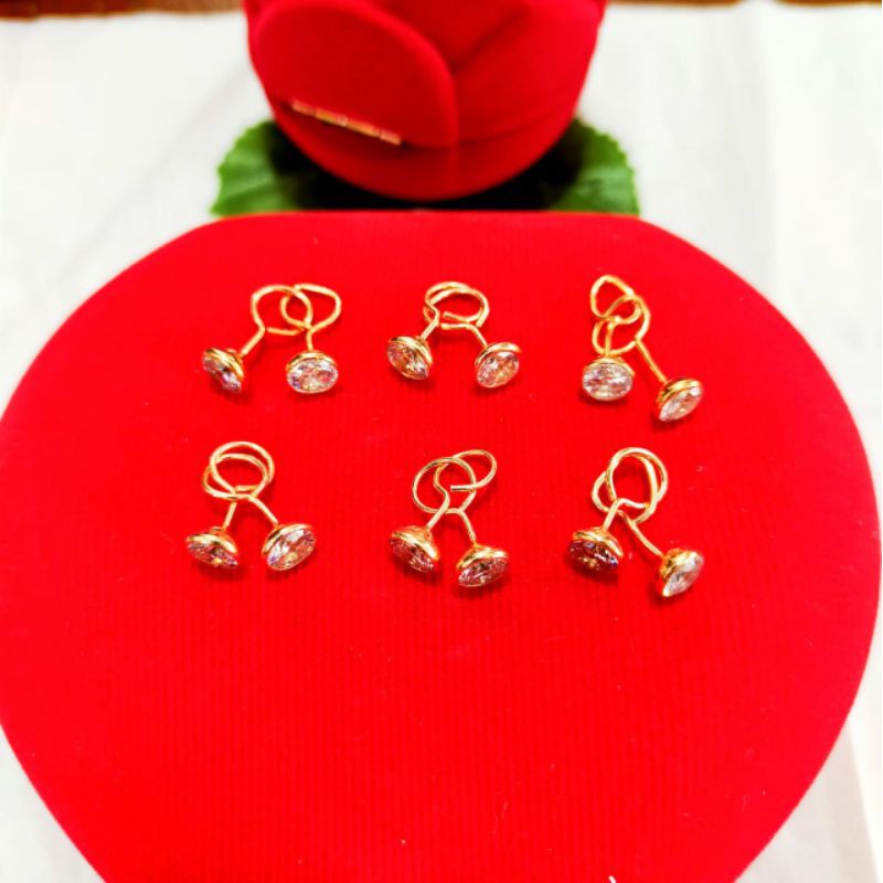 Anting toge, perak 925, sepuh emas kuning, 32.500/pcs