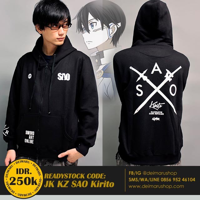 Jaket Anime Sword Art Online Kirito Hoodie Sweater - JK KZ SAO Kirito