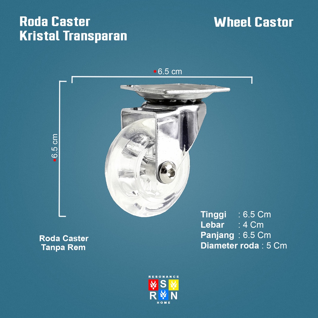 Roda Kastor Kristal Transparan 2 Inch / Caster Etalase Troli Resonance Home