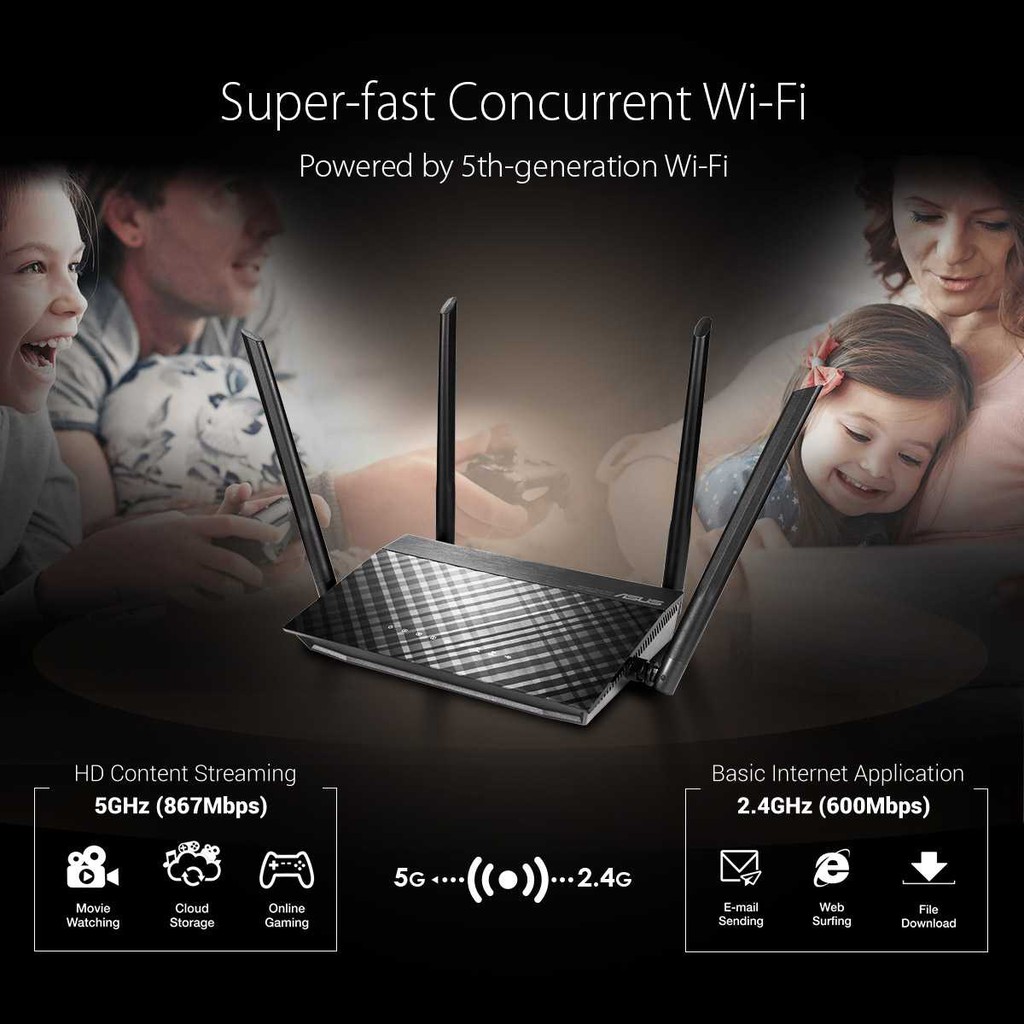 ASUS RT-AC59U V2 AC1500 Dual Band Gigabit WiFi Router with AiMesh