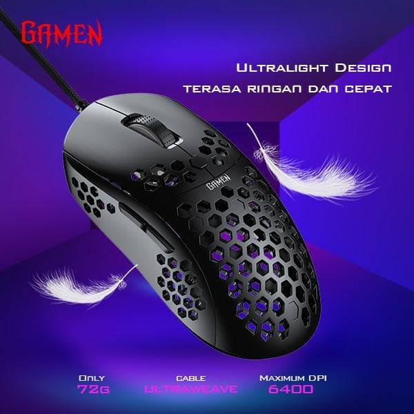 GAMEN GM710 Gaming Mouse 6400DPI model HIVE UX2 Pixart 3360