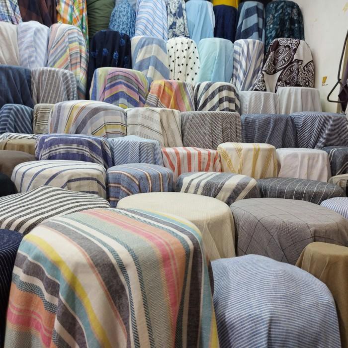 Cotton | Kain Katun Linen Kotak 100% Serat Linen"Lebar 1.40Cm" Terbaru Ready Stock