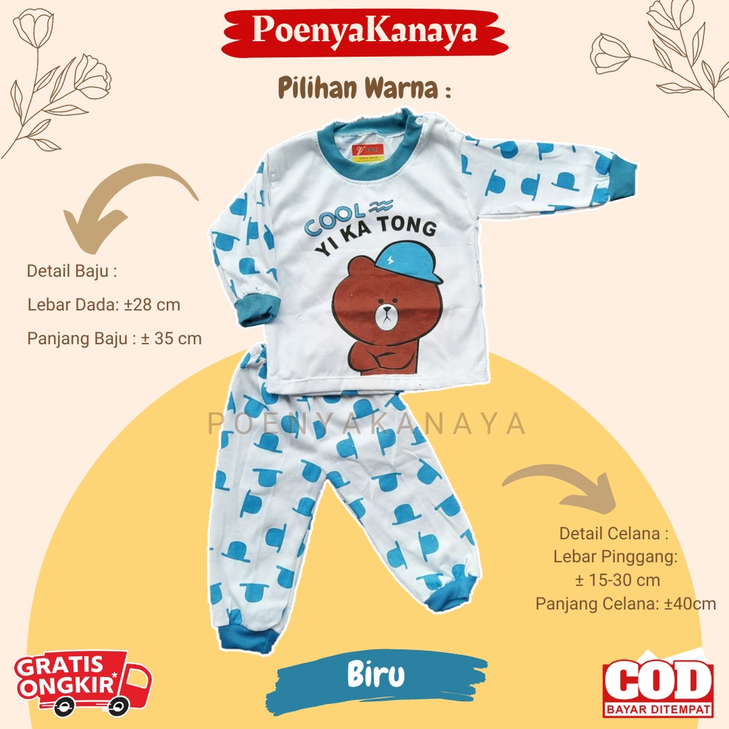 Setelan Baju Bayi Piyama Bayi Panjang YIKATONG Viori 6-18 Bulan SPY129
