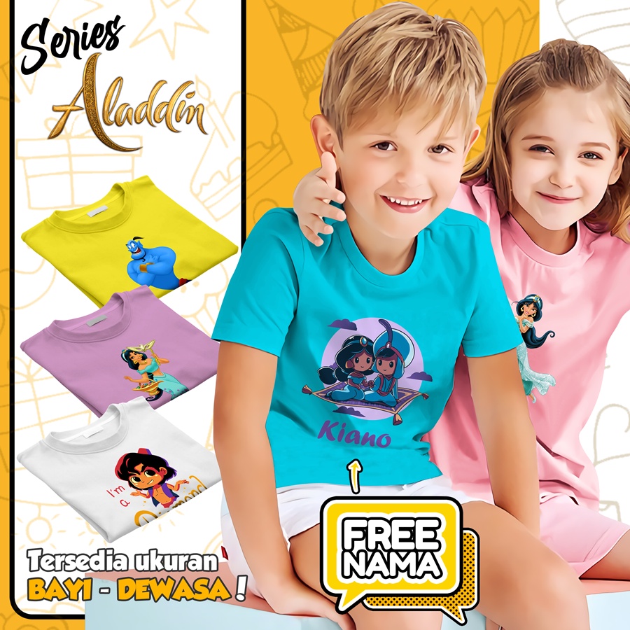 Baju Kaos ANAK DAN DEWASA ALADDIN COUPLE (FREE NAMA)