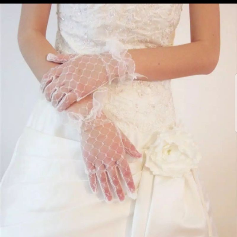 TERMURAH!!Sarung Tangan Pengantin Brukat Pendek-Gloves Pesta