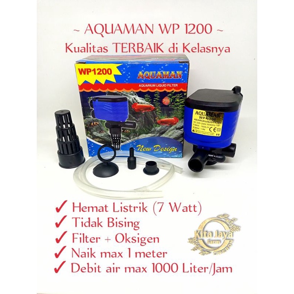 Pompa air Aquarium 7 Watt mesin celup Power Head water pump AQUAMAN WP 1200