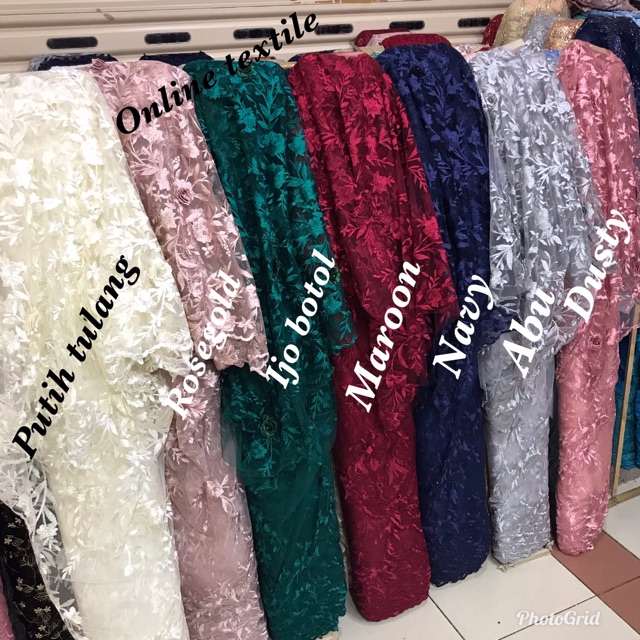 Kain Tulle 3d mutiara / bahan tille 3d.