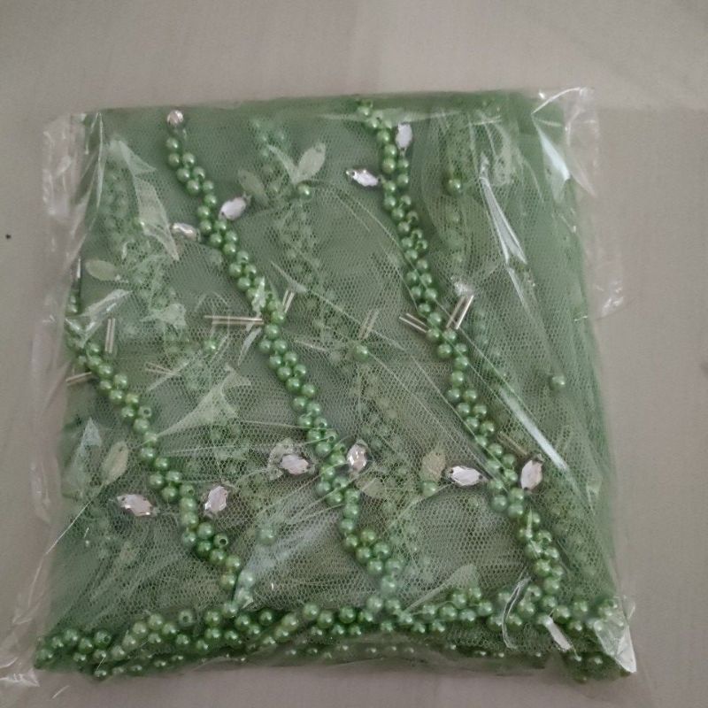(NEW)slayer pengantin diamon/kerudung akad-Hijau sage