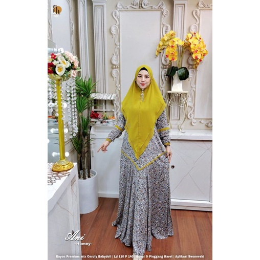 Gamis Syari Harian Homeydress Bunga Batch#2 Brand Hannatia