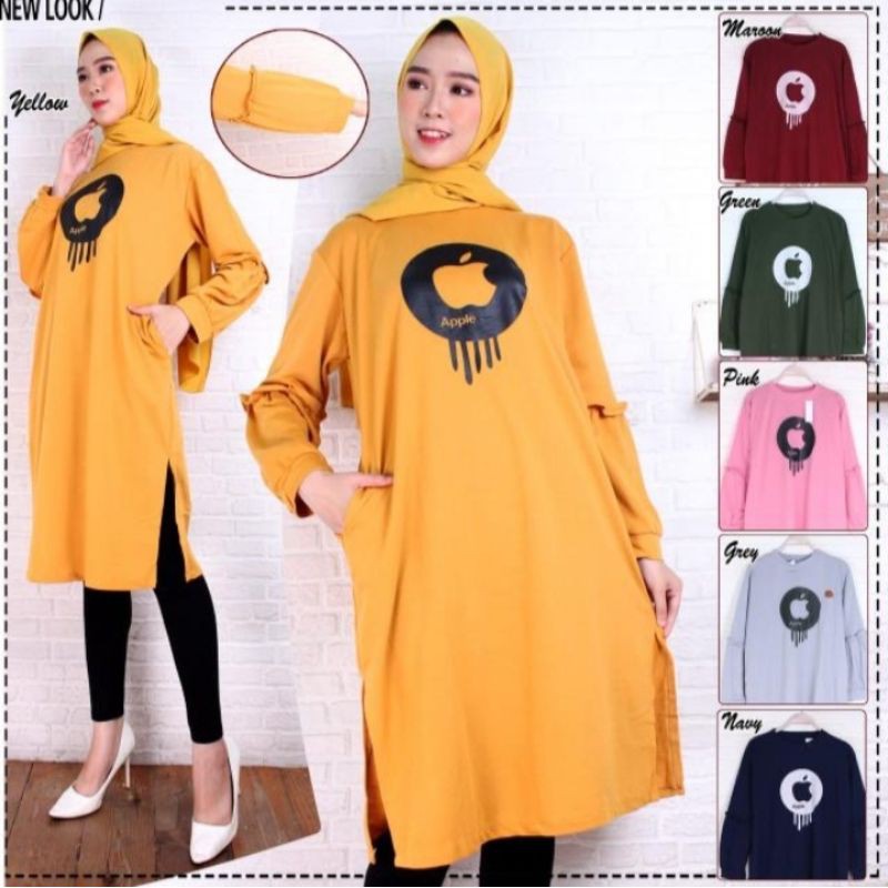 Tunik polos belah samping / baju wanita / atasan wanita / tunik