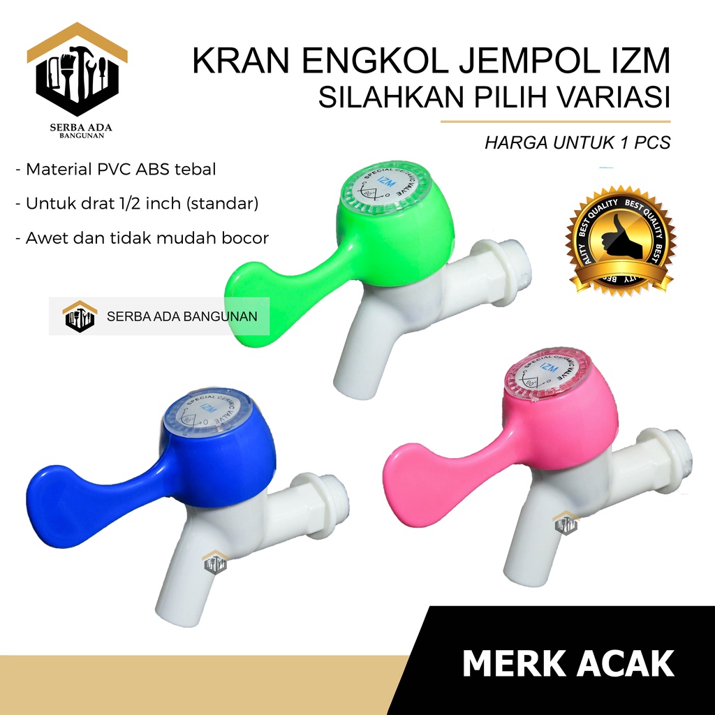 Kran Jempol Keran Air Taman Tembok Warna Warni Model Engkol Plastik PVC 2 Fungsi Merk IZM