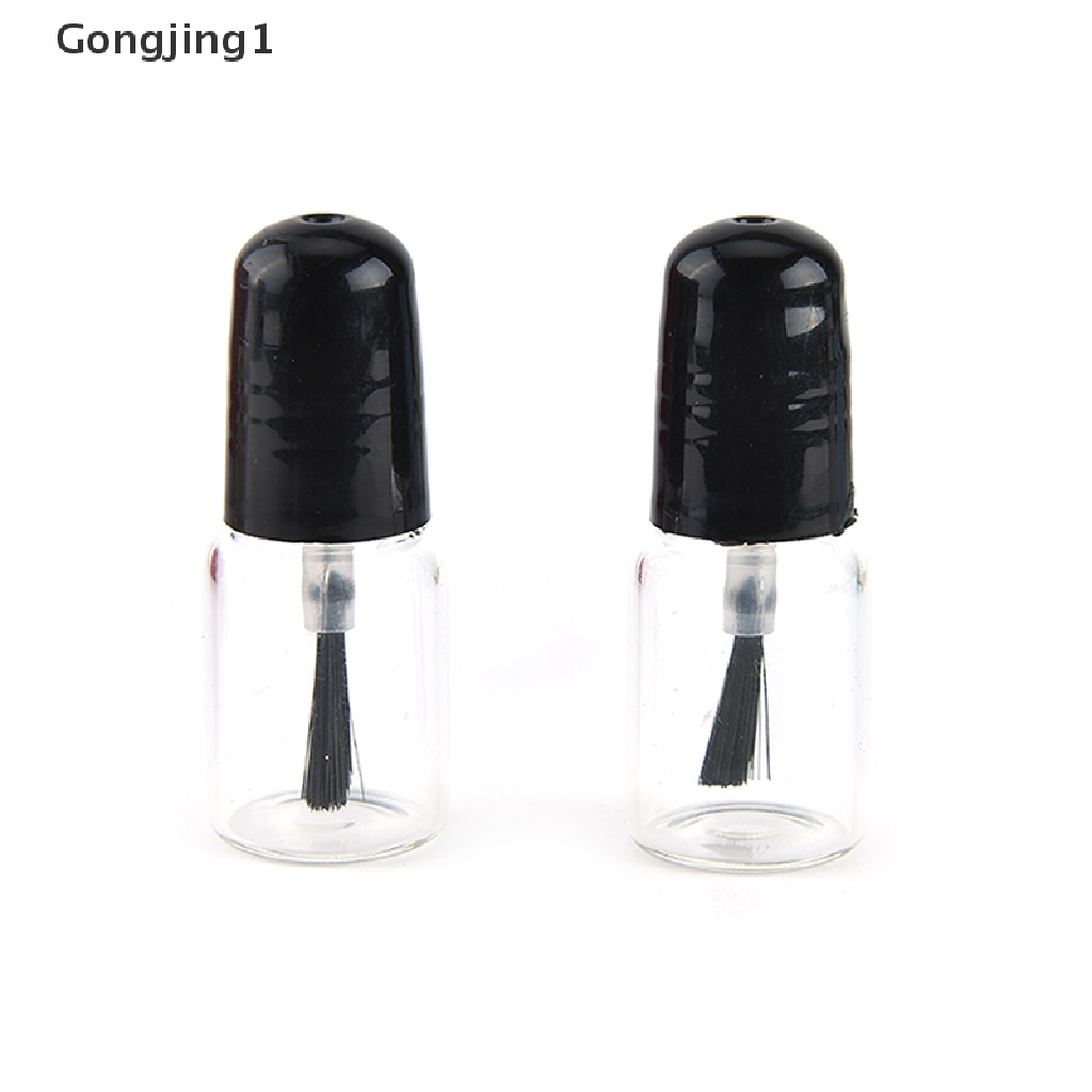 Gongjing1 / 2 / 3ml Botol Kaca Kosong Transparan Dengan Tutup Hitam Untuk Kutek