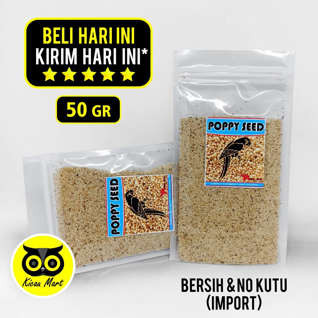 BIJI POPPY SEED BLUE SEED POPPYSEED BLUESEED ASLI PAKAN MAKANAN BURUNG KENARI LOVEBIRD FINCH PPYRF