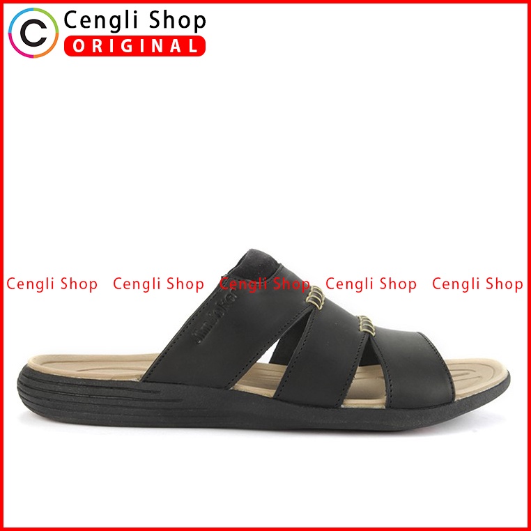 SANDAL CASUAL JIM JOKER PRIA ORIGINAL SLIDE KULIT BRANDED HITAM JJ43