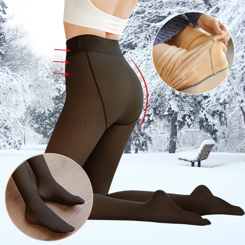 『 Find warmth and comfort 』 lined pantyhose skin effect woman winter translucent stockings thermal f