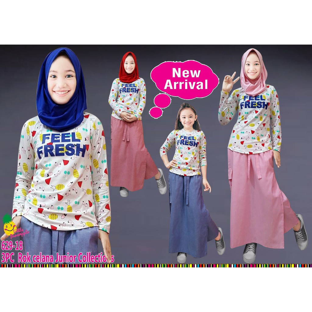 BAJU ANAK TERBARU SETELAN MUSLIM PEREMPUAN KIDS JAMAN NOW CELANA ROK